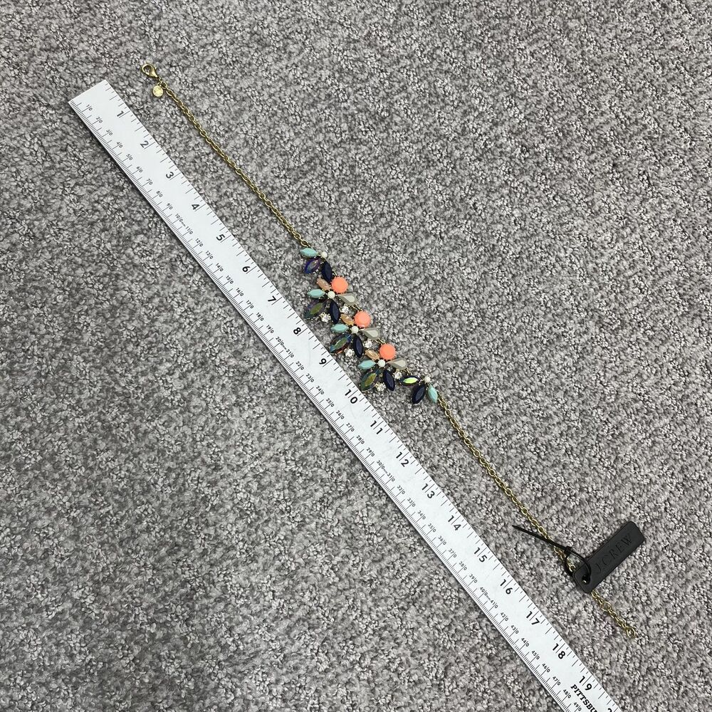 J Crew Necklace Multicolor Crystal Flower Bib Statement Womens Jewelry Signed - Picture 7 of 8